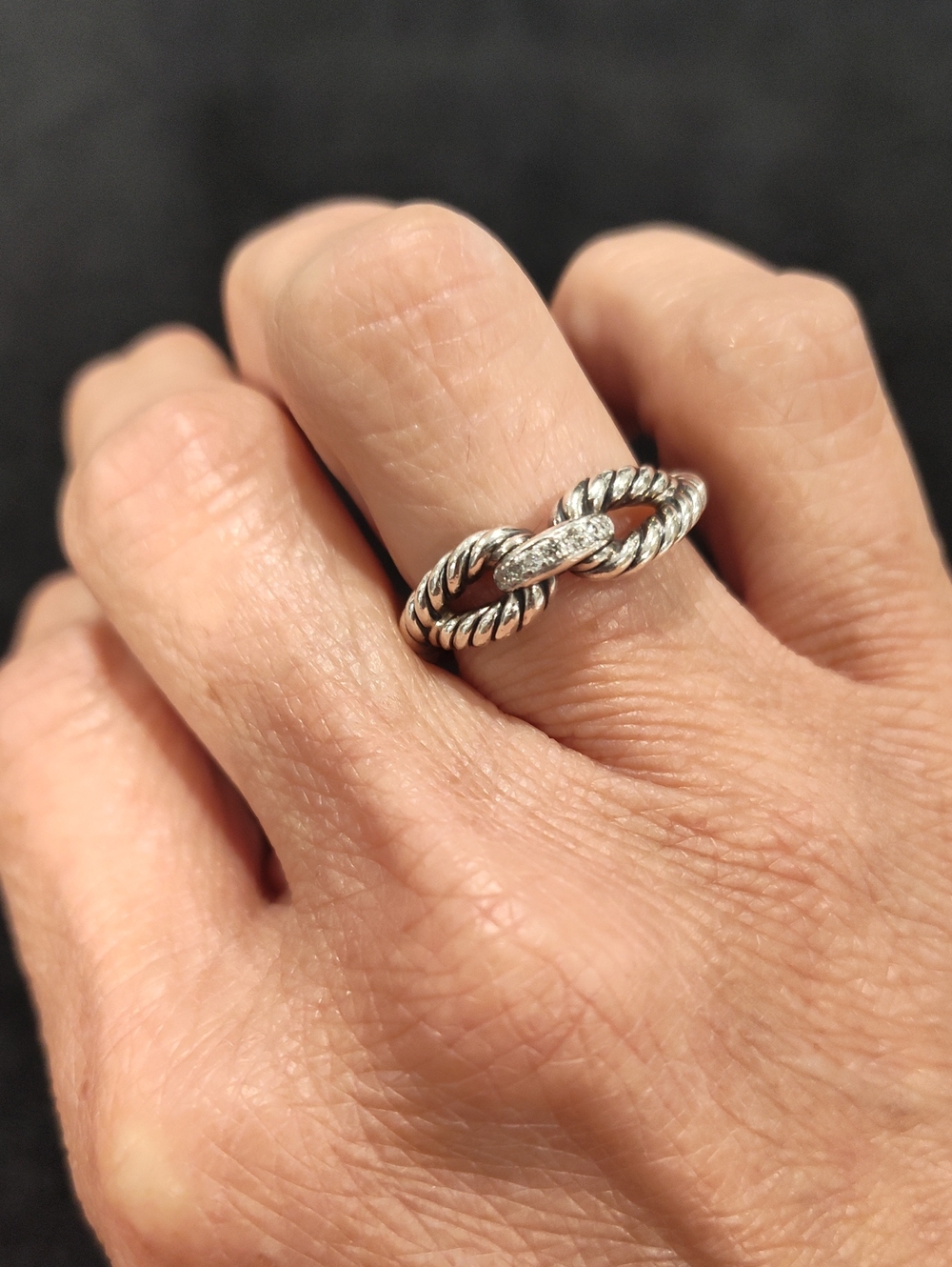 David Yurman Sterling Silver Cable Loop Infinity Ring With Pavé Diamonds